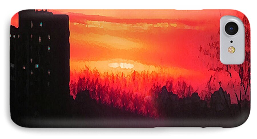 Sunset iPhone 8 Case featuring the mixed media Edge of Town by Michael A Klein