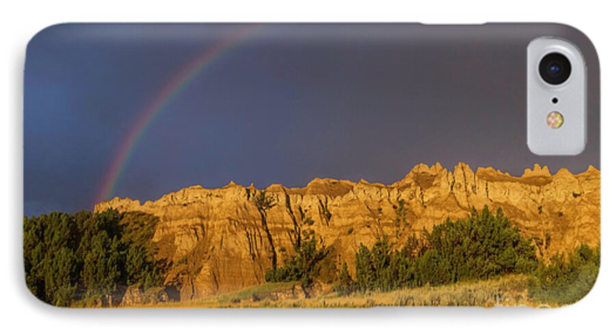 Badlands iPhone 8 Case featuring the photograph End of the Rainbow by Karen Jorstad