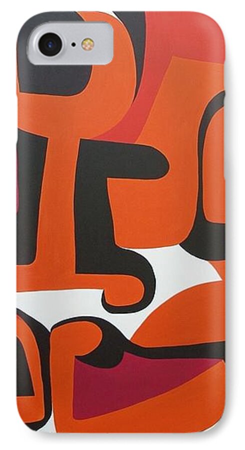 Orange iPhone 8 Case featuring the painting Epoch by Susan Wright