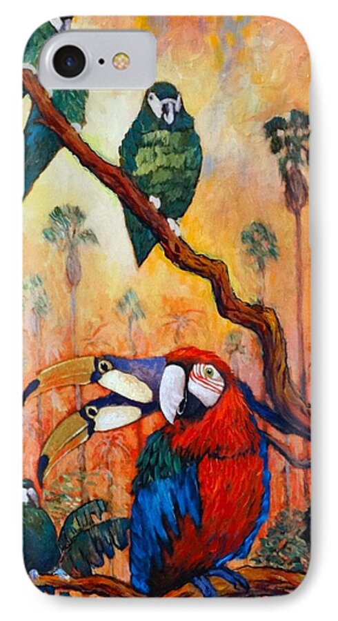 Rain Forest iPhone 8 Case featuring the painting Exotic Birds Of South America by Charles Munn