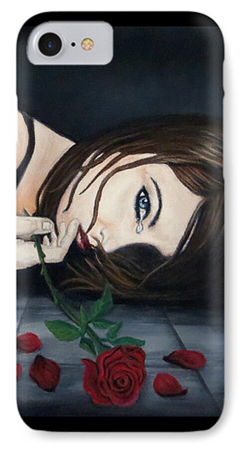Rose iPhone 8 Case featuring the painting Fallen by Teresa Wing
