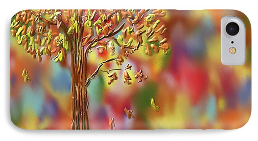 Tree iPhone 8 Case featuring the painting Falling leaves by Kevin Caudill