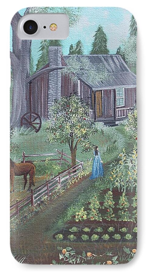 Grandma Moses iPhone 8 Case featuring the painting Farmstead by Virginia Coyle