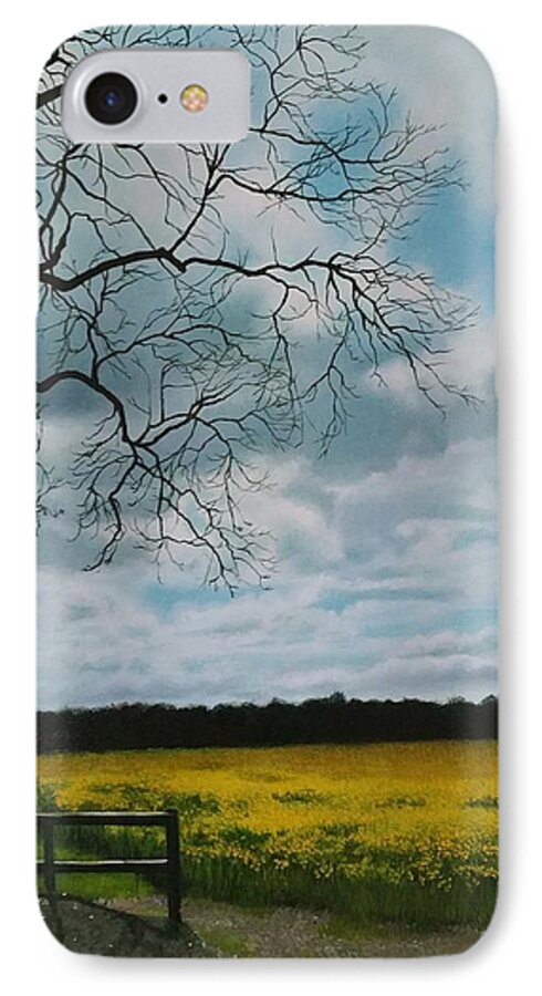 Landscape iPhone 8 Case featuring the painting Fields of Yellow by Caroline Philp