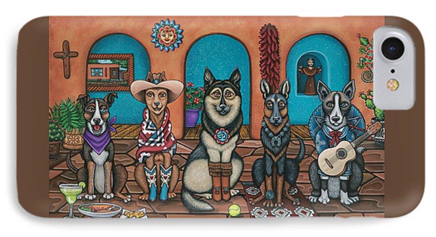 Dogs iPhone 8 Case featuring the painting Fiesta Dogs by Victoria De Almeida