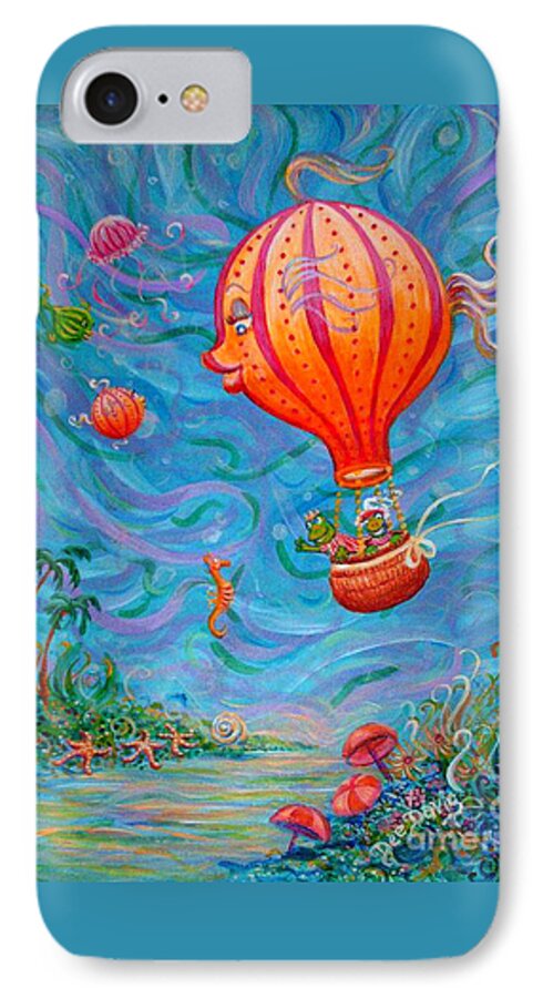 Hot Air Balloon iPhone 8 Case featuring the painting Floating Under the Sea by Dee Davis