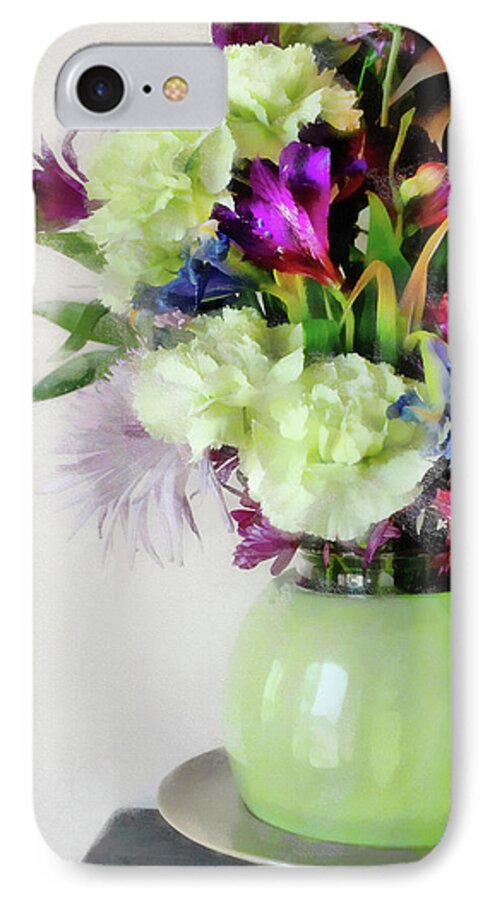 Flowers iPhone 8 Case featuring the digital art Floral Bouquet in Green by JGracey Stinson