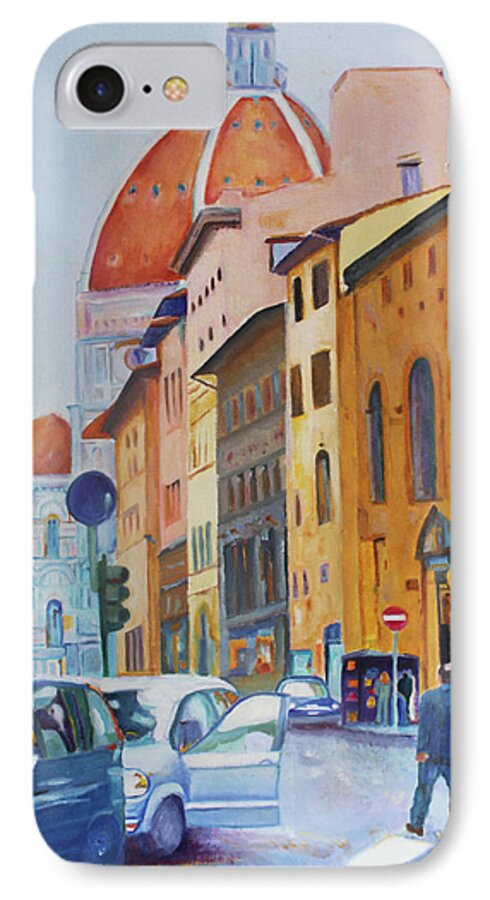Florence iPhone 8 Case featuring the painting Florence Going to the Duomo by Christiane Kingsley