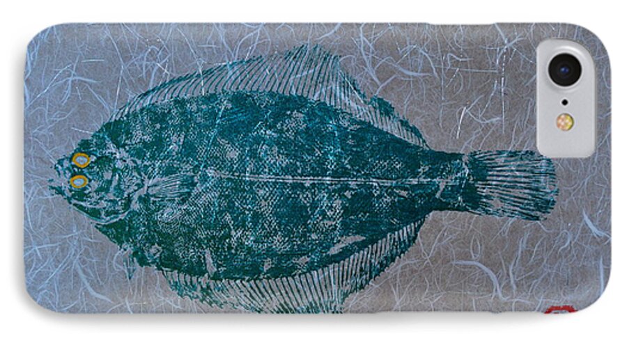 Flounder iPhone 8 Case featuring the mixed media Flounder - Winter Flounder - Black Back by Jeffrey Canha
