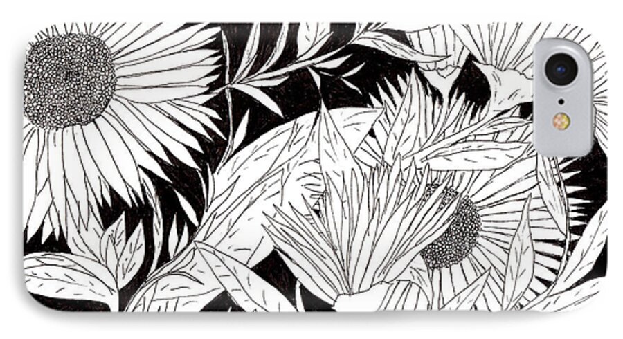 Flowers iPhone 8 Case featuring the drawing Flowers 2 by Lou Belcher