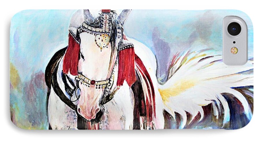 Horse iPhone 8 Case featuring the painting Flowing tail by Khalid Saeed