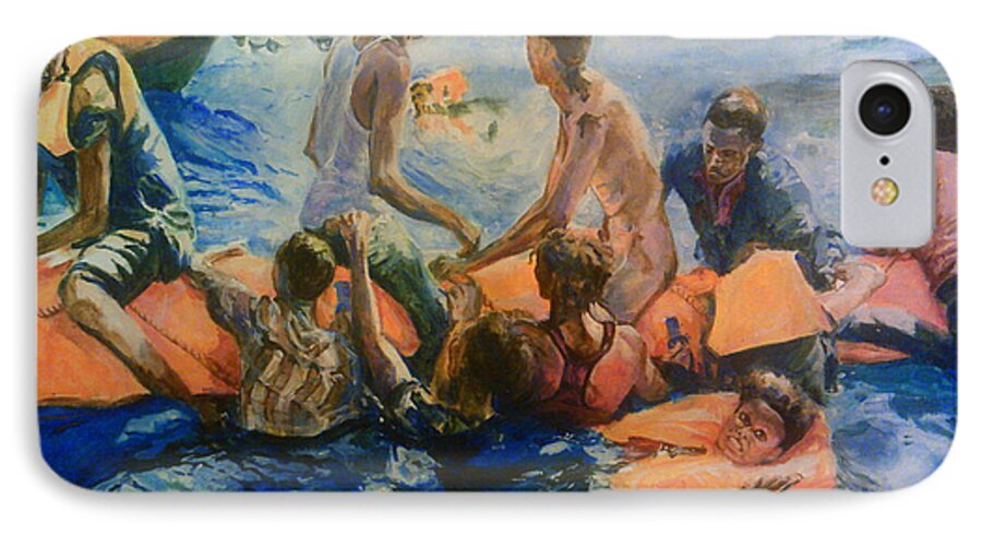 Refugees. Sea iPhone 8 Case featuring the painting Forgotten But Not Gone by Rosanne Gartner