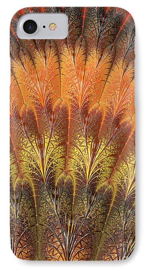  iPhone 8 Case featuring the mixed media Fractalized Feather Fan by Barbara Milton
