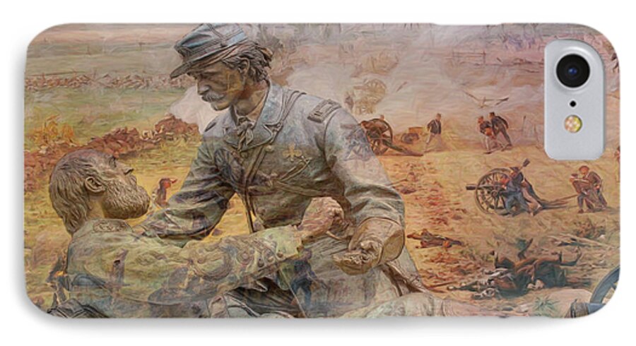 Friend To Friend iPhone 8 Case featuring the digital art Friend to Friend Monument Gettysburg Battlefield by Randy Steele