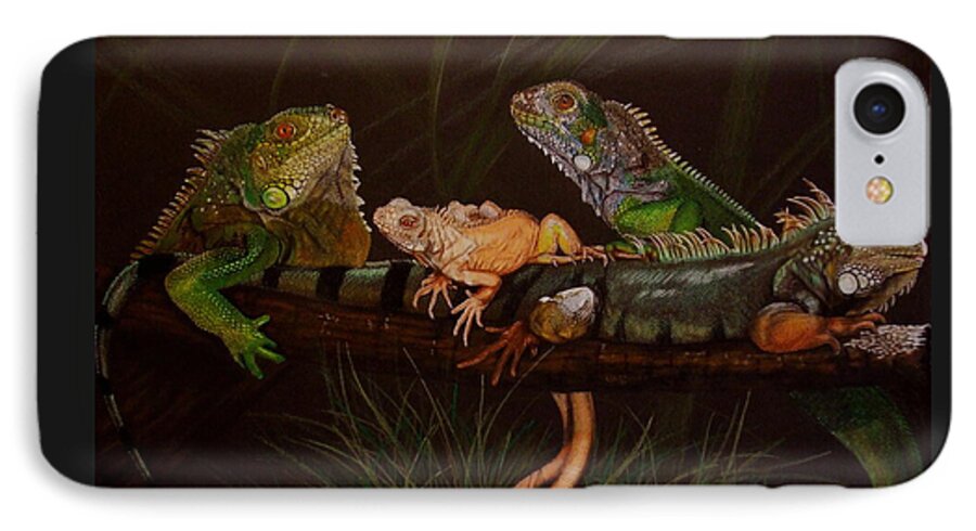 Iguana iPhone 8 Case featuring the drawing Full House by Barbara Keith