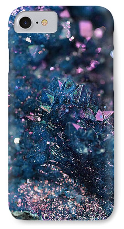 Geode iPhone 8 Case featuring the photograph Geode Abstract Teal by Lisa Argyropoulos