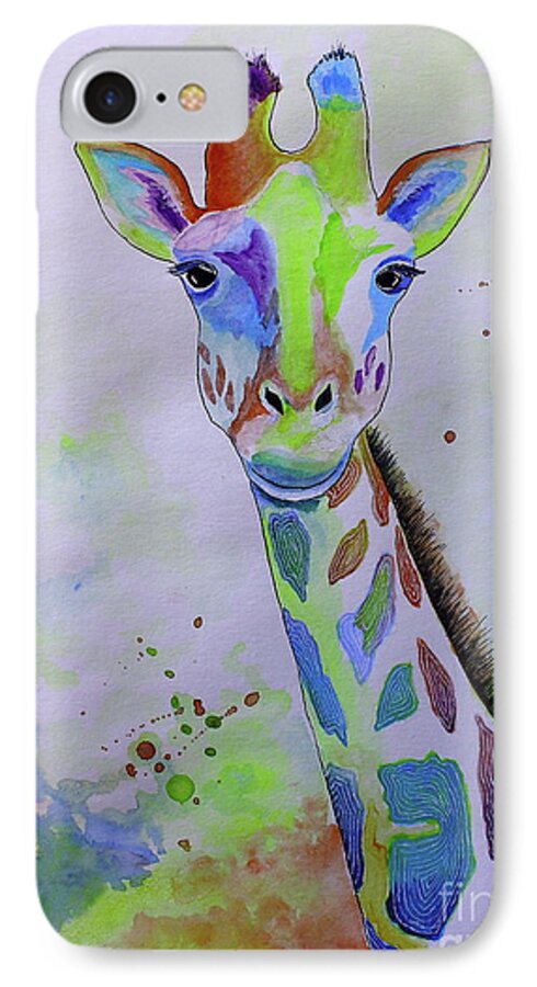 Giraffe iPhone 8 Case featuring the painting Giraffe by Barbara Teller
