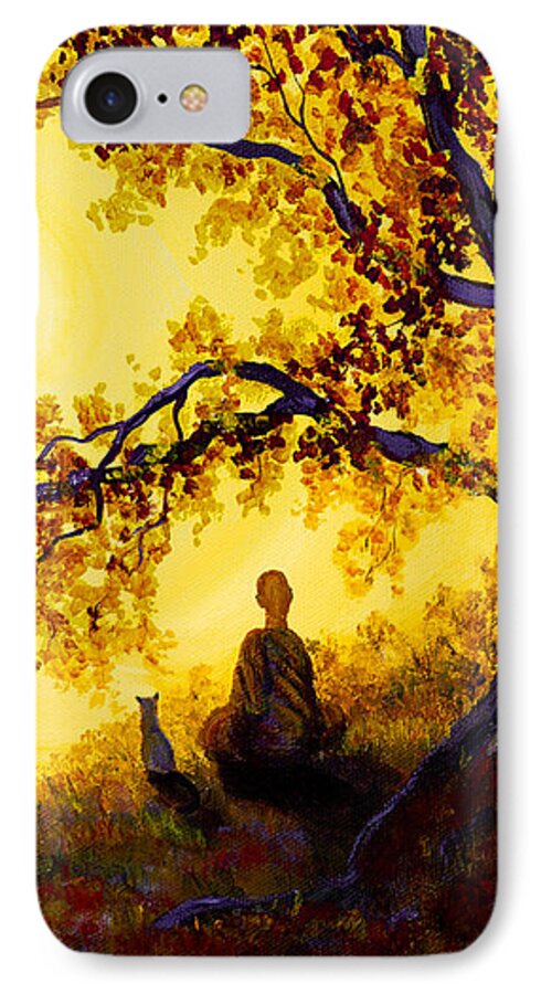 Zen iPhone 8 Case featuring the painting Golden Afternoon Meditation by Laura Iverson