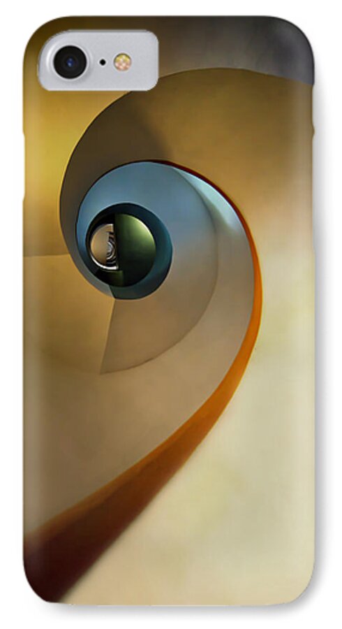Spiral iPhone 8 Case featuring the photograph Golden and brown spiral staircase by Jaroslaw Blaminsky