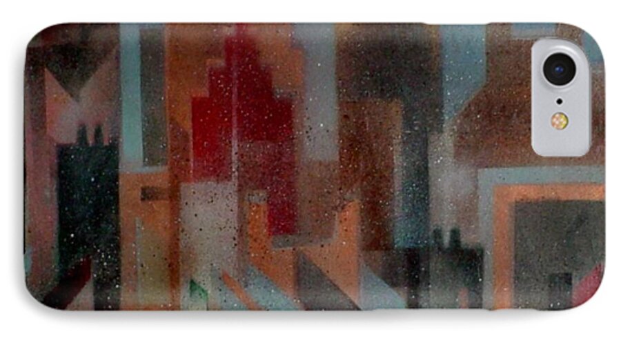 Abstract iPhone 8 Case featuring the painting Gothem City by Anita Burgermeister