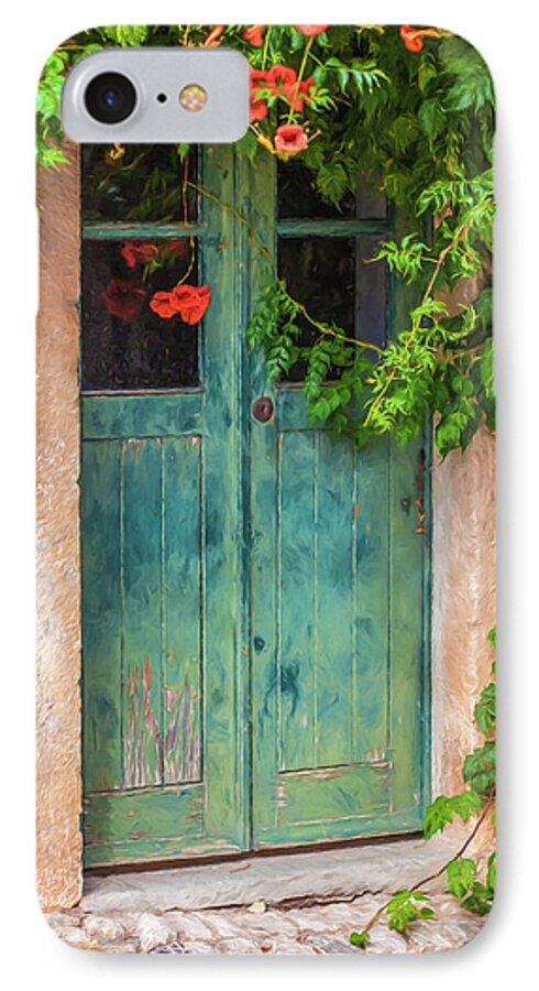 David Letts iPhone 8 Case featuring the painting Green Door with Vine by David Letts
