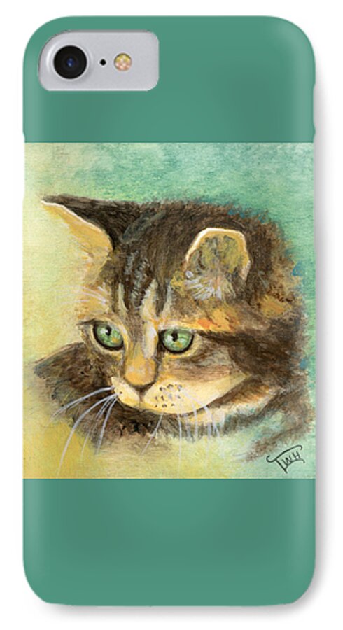 Kitten iPhone 8 Case featuring the painting Green Eyes by Terry Webb Harshman