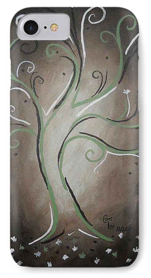 Tree iPhone 8 Case featuring the painting Green Tree by Cami Lee