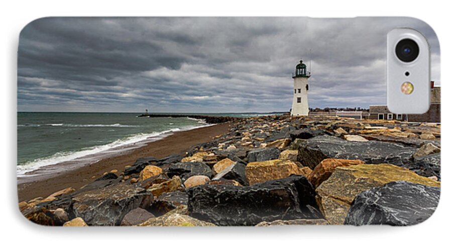 Lighthouse iPhone 8 Case featuring the photograph Grey Day at Scituate Lighthouse by Brian MacLean