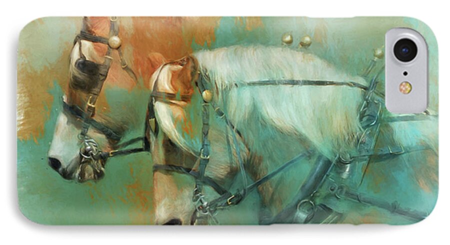 Horses iPhone 8 Case featuring the photograph Haflinger Team by Kathy Russell