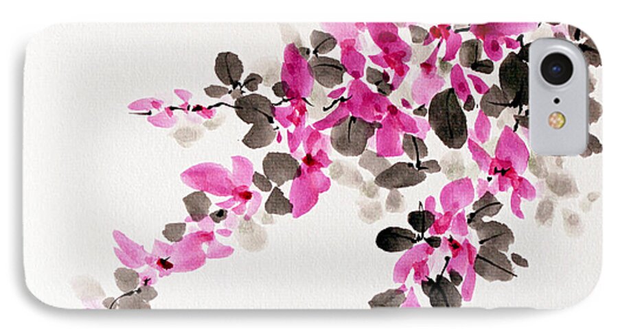 Autumn Flower iPhone 8 Case featuring the painting Hagi / Bush Clover by Fumiyo Yoshikawa