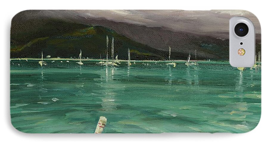 Hanalei iPhone 8 Case featuring the painting Harbor View by Laura Toth