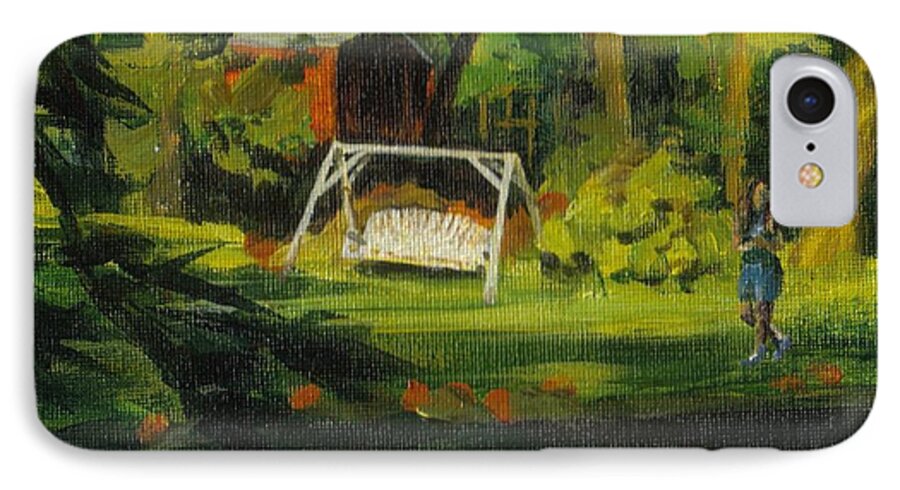 Swing iPhone 8 Case featuring the painting Hiedi's Swing by Claire Gagnon