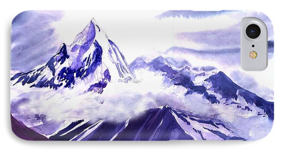 Landscape iPhone 8 Case featuring the painting Himalaya by Anil Nene