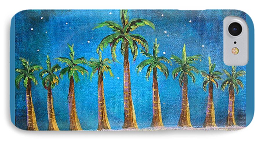 Holiday Card iPhone 8 Case featuring the painting Holiday Palms by Patricia Piffath