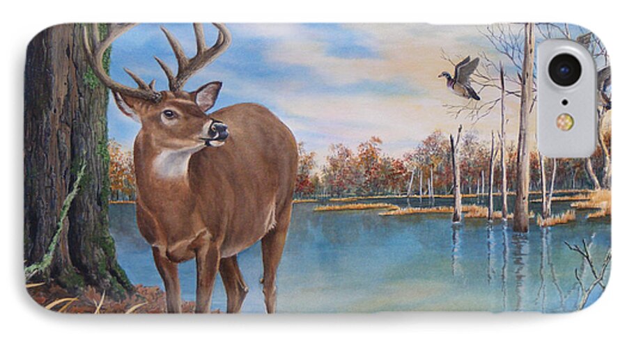 Deer iPhone 8 Case featuring the painting Hunters Dream sold by Sandy Brindle