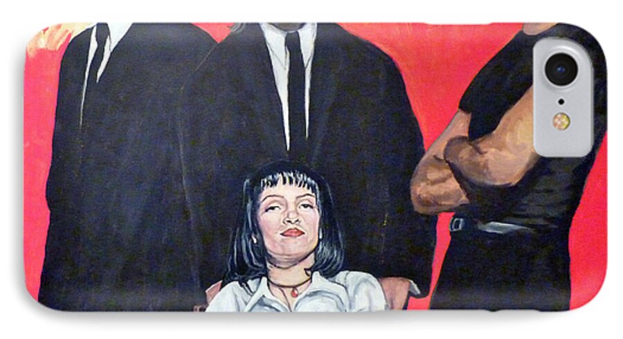 Pulp Fiction iPhone 8 Case featuring the painting I Don't Smile for Pictures by Tom Roderick
