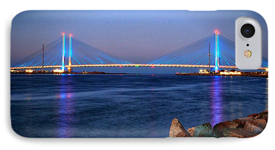 Indian River Inlet iPhone 8 Case featuring the photograph Indian River Inlet Bridge Twilight by Bill Swartwout