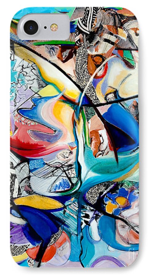 Abstract iPhone 8 Case featuring the painting Intimate Glimpses - Journey of Life by Kerryn Madsen-Pietsch