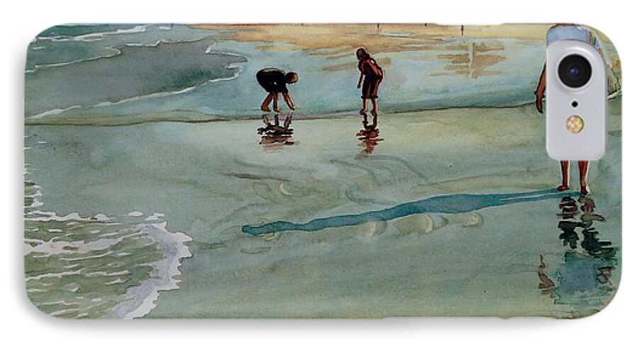 Beach iPhone 8 Case featuring the painting Jacksonville Shell Hunt by Jeffrey S Perrine