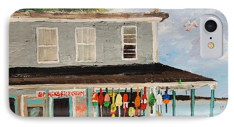 #americana #shopfronts iPhone 8 Case featuring the painting Jenn's Store by Francois Lamothe