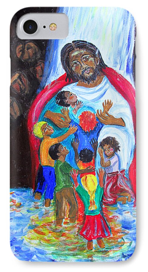 Jesus iPhone 8 Case featuring the painting Jesus loves the Children by Sarah Hornsby