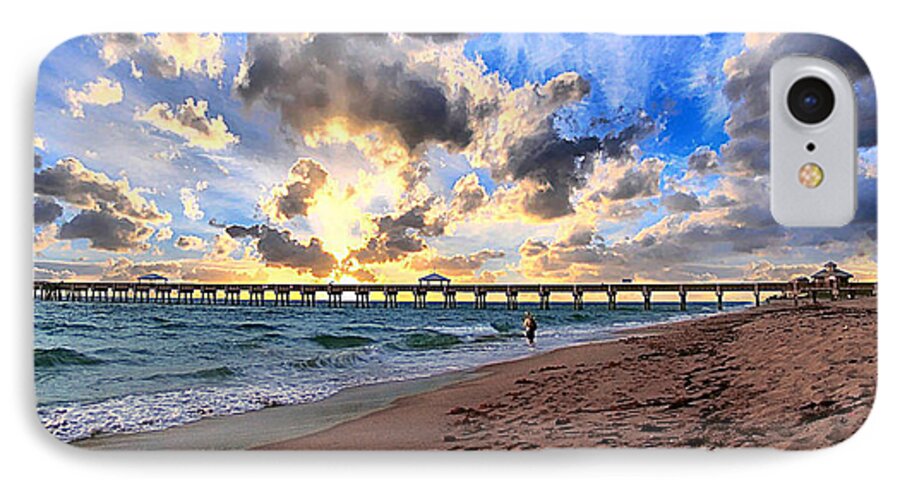 Beach iPhone 8 Case featuring the photograph Juno Beach Pier Florida Sunrise Seascape D7 by Ricardos Creations