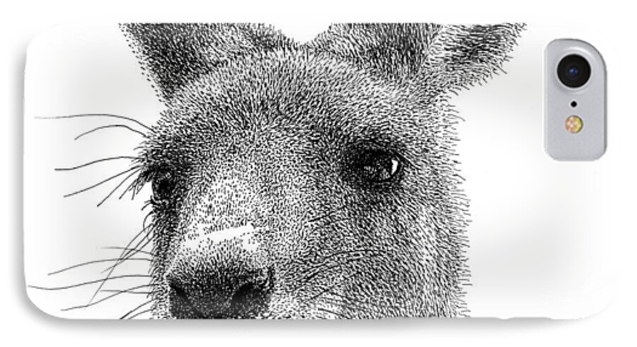 Kangaroo iPhone 8 Case featuring the drawing Kangaroo by Scott Woyak