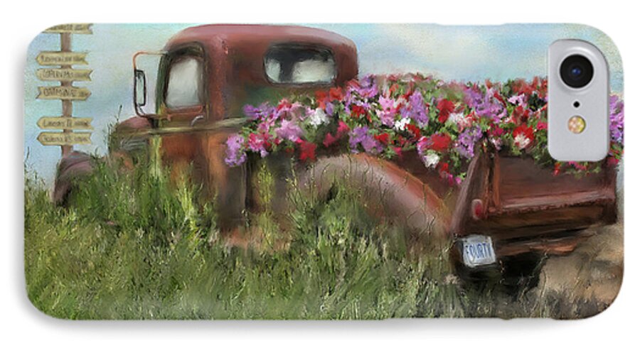 Old Trucks iPhone 8 Case featuring the painting Kicks on Route 66 by Colleen Taylor