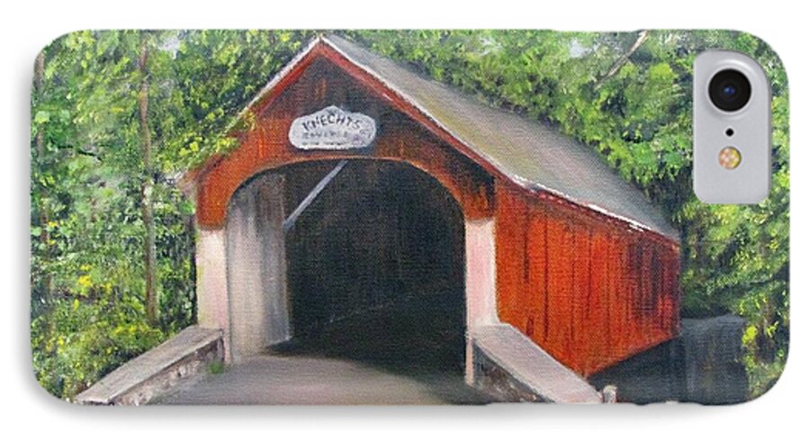 Bridge iPhone 8 Case featuring the painting Knechts Covered Bridge by Loretta Luglio