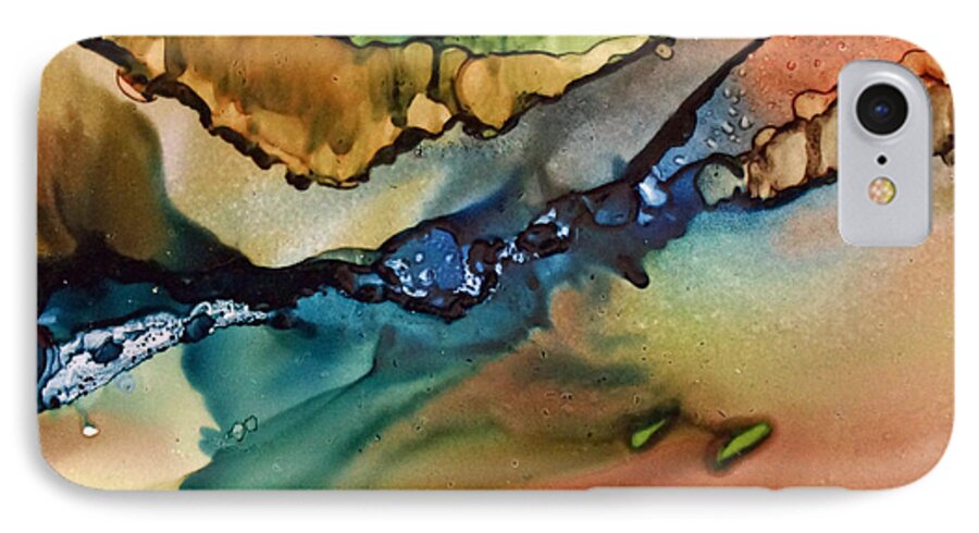 Alcohol Inks iPhone 8 Case featuring the painting Landscape in Ink by Jo Smoley