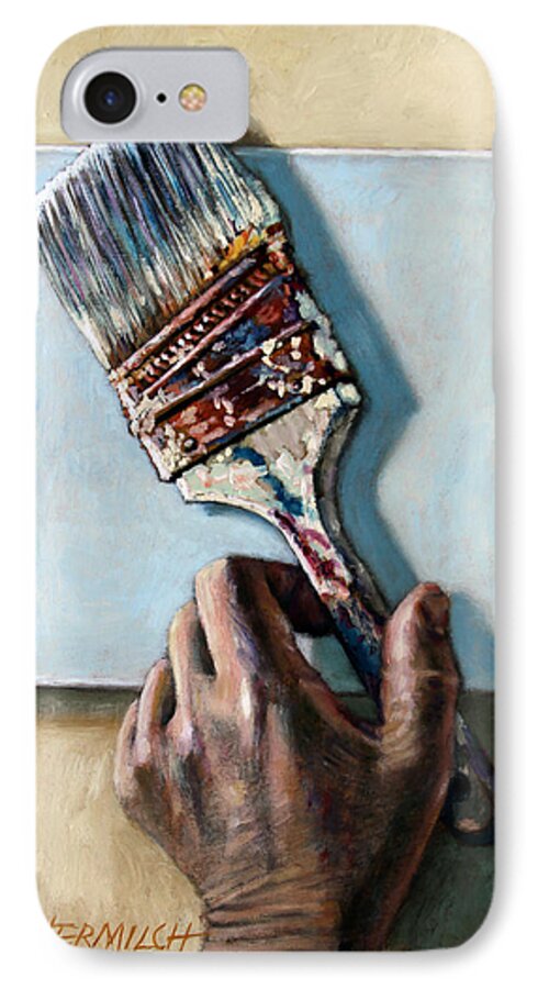 Still Life iPhone 8 Case featuring the painting Laying Down the Paint Brush by John Lautermilch