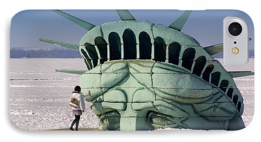 Statue Of Liberty iPhone 8 Case featuring the photograph Liberty by Linda Mishler