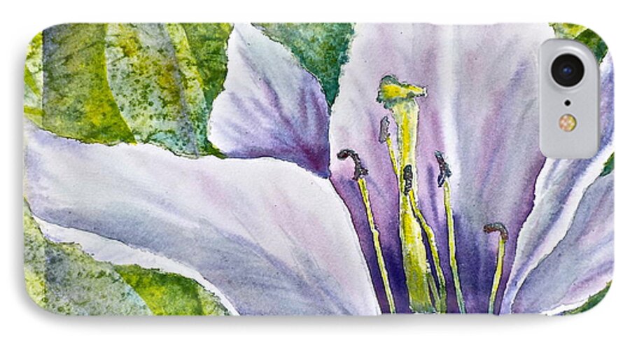 Watercolor iPhone 8 Case featuring the painting Lily in Purple by Carolyn Rosenberger