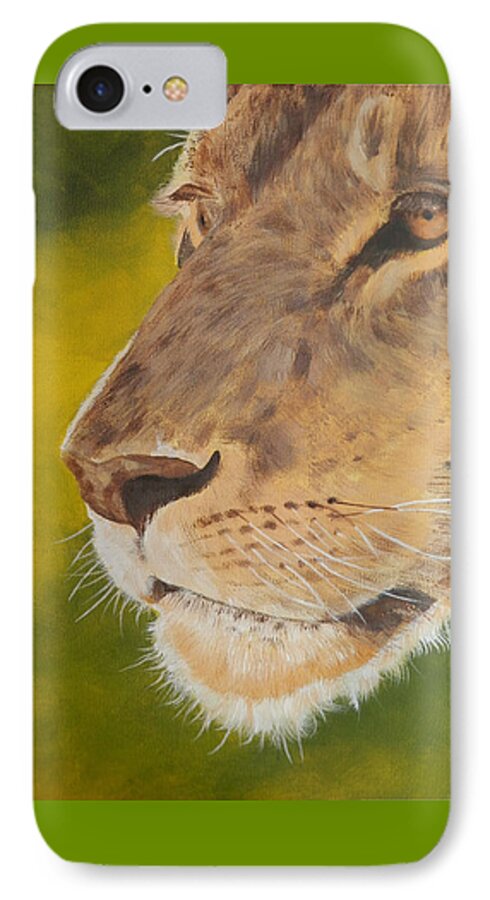 Lion iPhone 8 Case featuring the painting Lion portrait by John Neeve